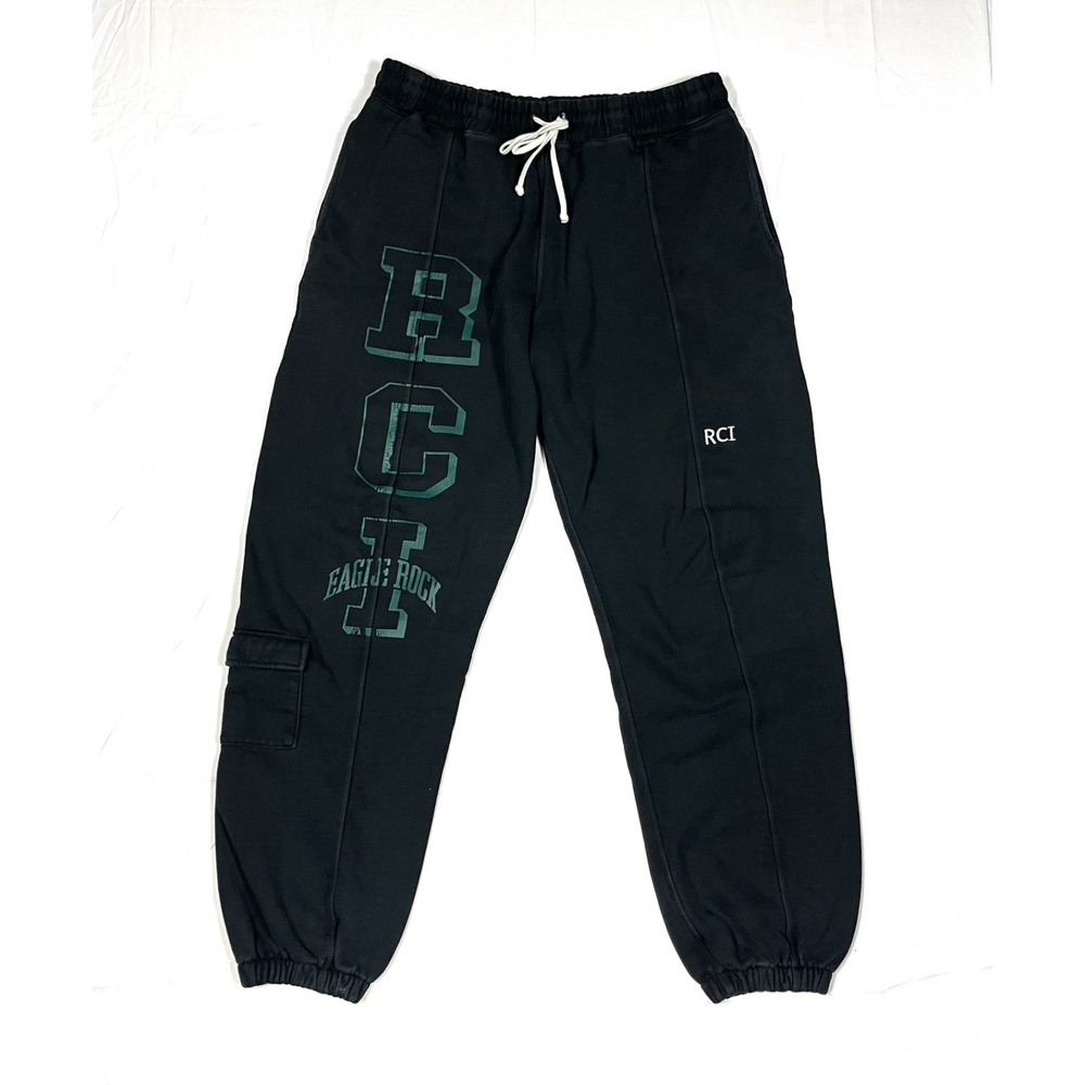 EUC Reese Cooper RCI Eagle Rock Mens L Black Cargo Jogger Sweatpants Made in USA